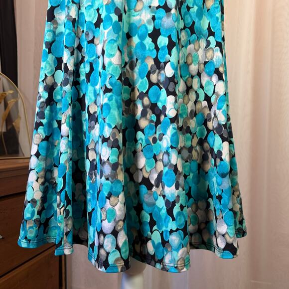 OneEighty Blue Abstract Dot Skater Skirt A-Line Flowy Casual Y2K Indie - Picture 3 of 9